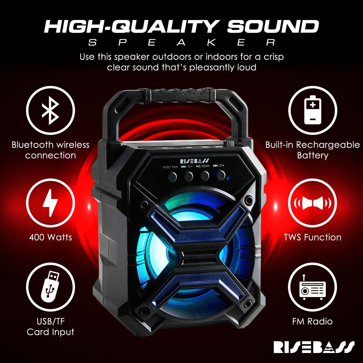 7-inch Portable Wireless Bluetooth Speaker w/ TWS Function